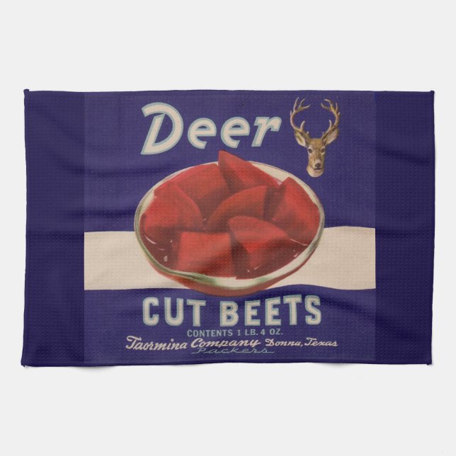 1930s Deer Cut Beets can label Tea Towel (Horizontal)