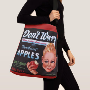 1930s Don’t Worry brand apples fruit crate label Crossbody Bag