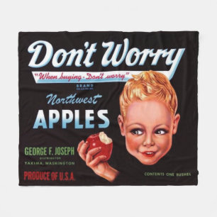 1930s Don’t Worry brand apples fruit crate label Fleece Blanket