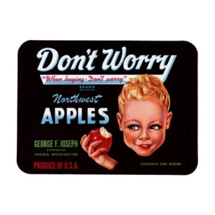 1930s Don’t Worry brand apples fruit crate label Magnet