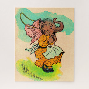 1930s dressed elephant playing jump rope jigsaw puzzle