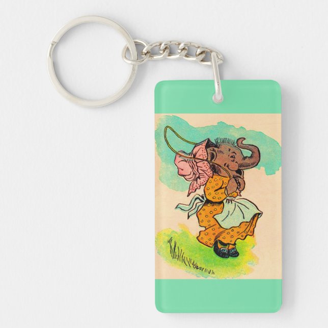 1930s dressed elephant playing jump rope key ring (Front)