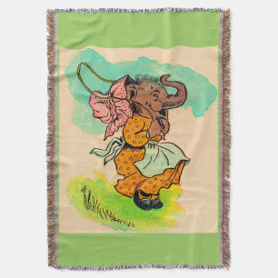 1930s dressed elephant playing jump rope throw blanket