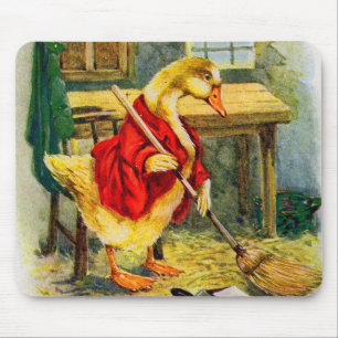 1930s duck sweeping the floor mouse pad