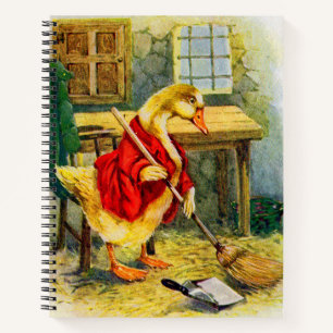 1930s duck sweeping the floor notebook