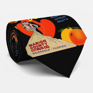 1930s El-West Delite Citrus Fruit label print Tie