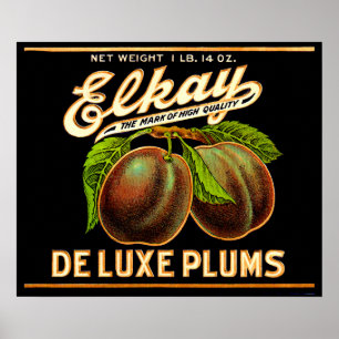 1930s Elkay Deluxe Plums label Poster