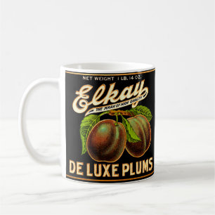 1930s Elkay Deluxe Plums label print Coffee Mug