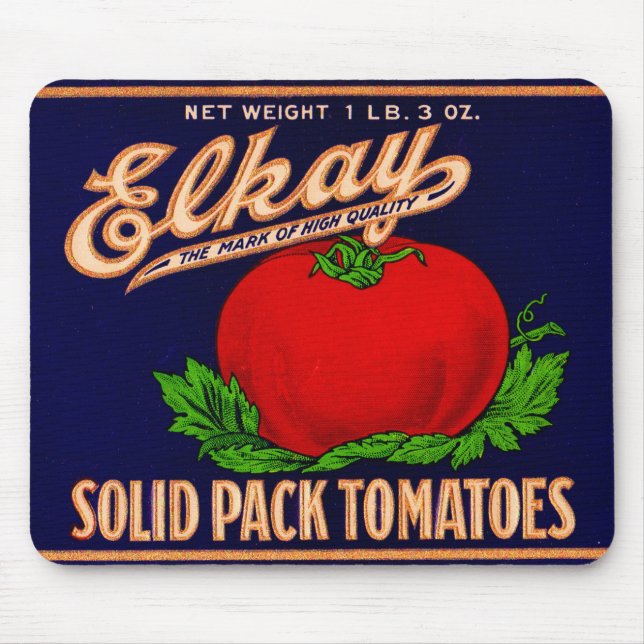  1930s Elkay Solid Pack Tomatoes can label Mouse Pad (Front)
