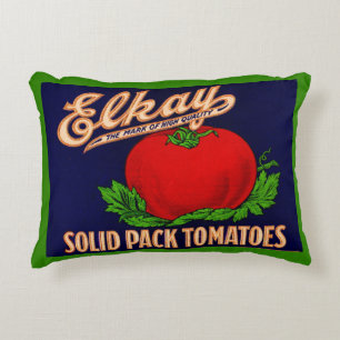 1930s Elkay Solid Pack Tomatoes can label print Decorative Cushion