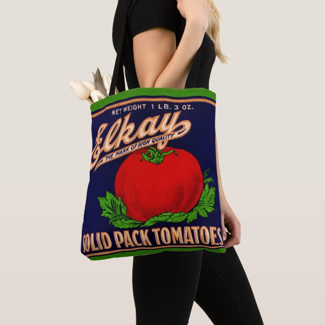 1930s Elkay Solid Pack Tomatoes can label Tote Bag (Close Up)