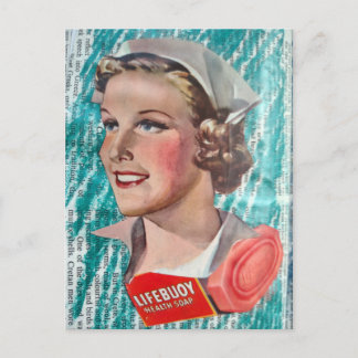 1930s era Nurse with health soap collage Postcard