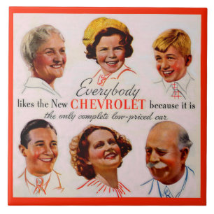 1930s Everybody Likes Chevrolet Ceramic Tile