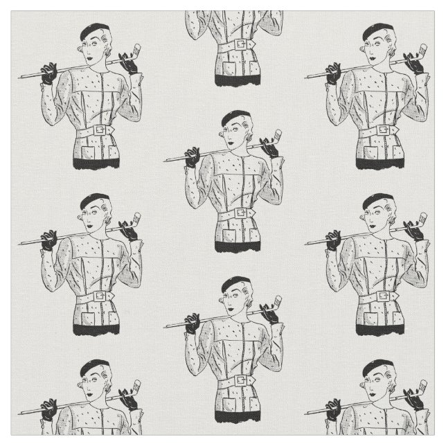 1930s Fashionable Lady Golfer with Golf Club Fabric (Close Up)