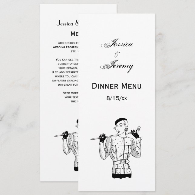 1930s Fashionable Lady Golfer with Golf Club Invitation (Front/Back)