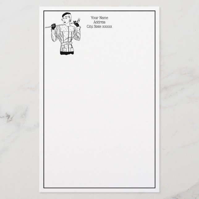 1930s Fashionable Lady Golfer with Golf Club Stationery (Front)