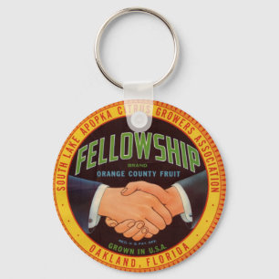 1930s Fellowship Orange County Citrus label Key Ring