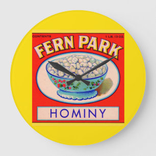 1930s Fern Park hominy grits label Large Clock