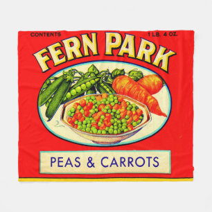 1930s Fern Park peas and carrots label Fleece Blanket