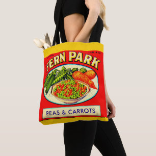 1930s Fern Park peas and carrots label Tote Bag