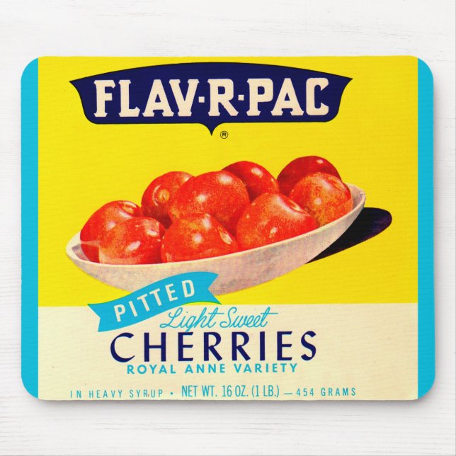 1930s Flav-R-Pac pitted cherries Mouse Pad (Front)
