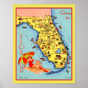 1930's Florida Beach Travel Poster