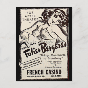 1930s Folies Bergere ad Postcard