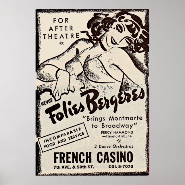 1930s Folies Bergere ad Poster (Front)