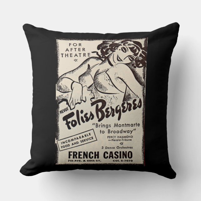 1930s Folies Bergere ad print Cushion (Front)