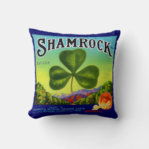 1930s fruit crate label Shamrock Navel Oranges Cushion
