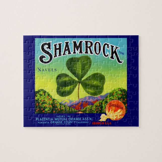 1930s fruit crate label Shamrock Navel Oranges Jigsaw Puzzle (Horizontal)
