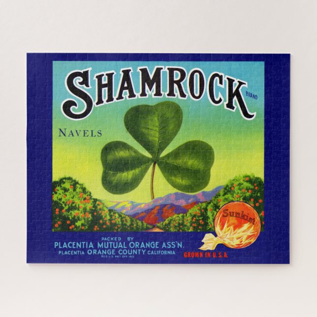 1930s fruit crate label Shamrock Navel Oranges Jigsaw Puzzle (Horizontal)