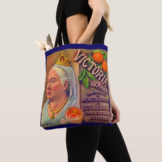 1930s fruit crate label Victoria brand oranges Tote Bag (Close Up)