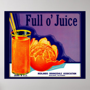 1930s Full o’ Juice orange crate label Poster