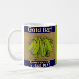 1930s Gold Bar sugar peas can label Coffee Mug