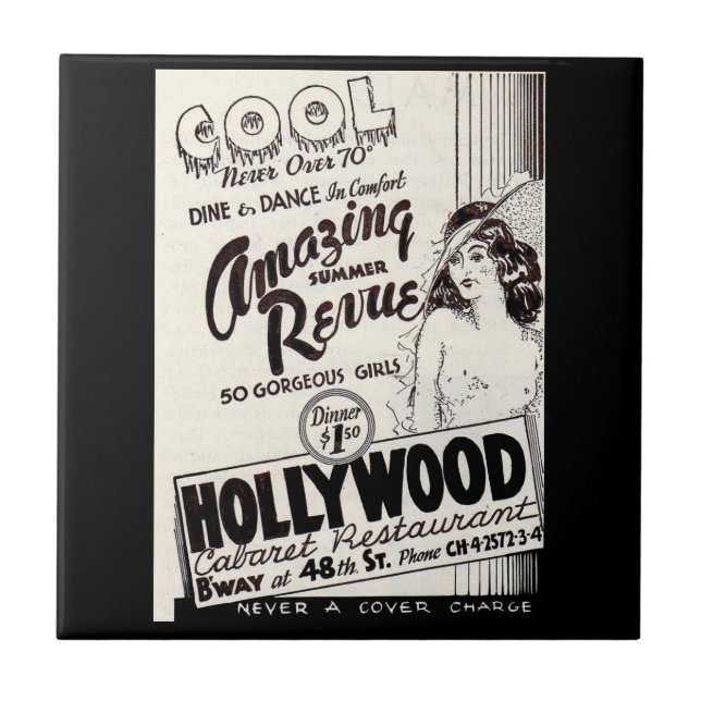 1930s Hollywood Cabaret Restaurant ad Ceramic Tile (Front)