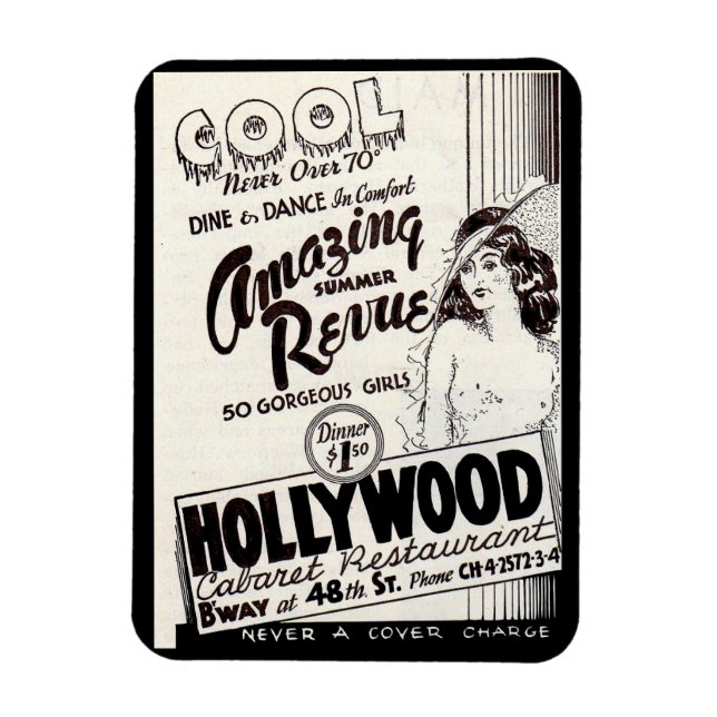 1930s Hollywood Cabaret Restaurant ad Magnet (Vertical)