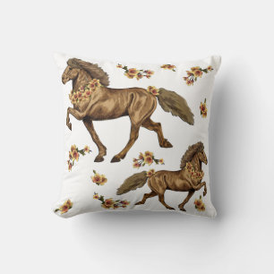 1930s Icelandic horse and Flowers Cushion
