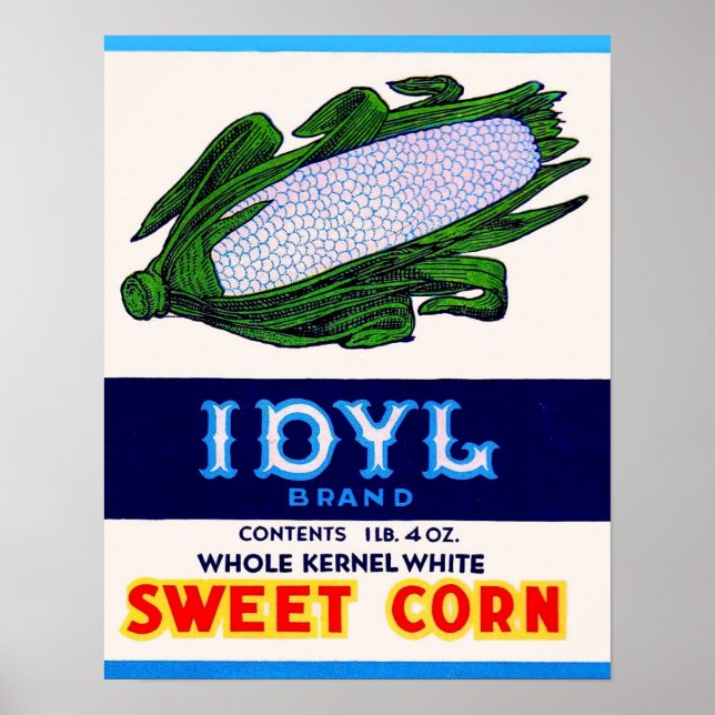 1930s Idyl Sweet Corn label Poster (Front)