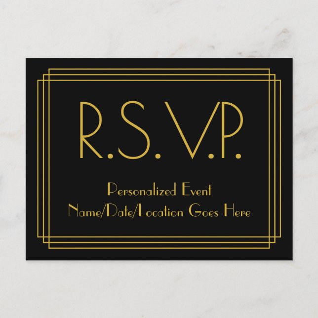 1930s Inspired Look "R.S.V.P." Postcard (Front)