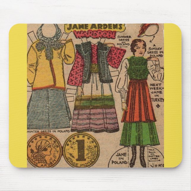 1930s Jane Arden paper doll Polish clothing Mouse Pad (Front)