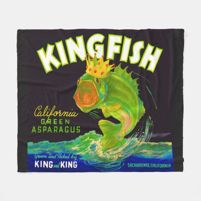 1930s Kingfish asparagus crate label Fleece Blanket (Front (Horizontal))