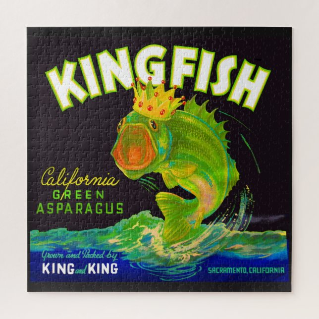 1930s Kingfish asparagus crate label Jigsaw Puzzle (Vertical)