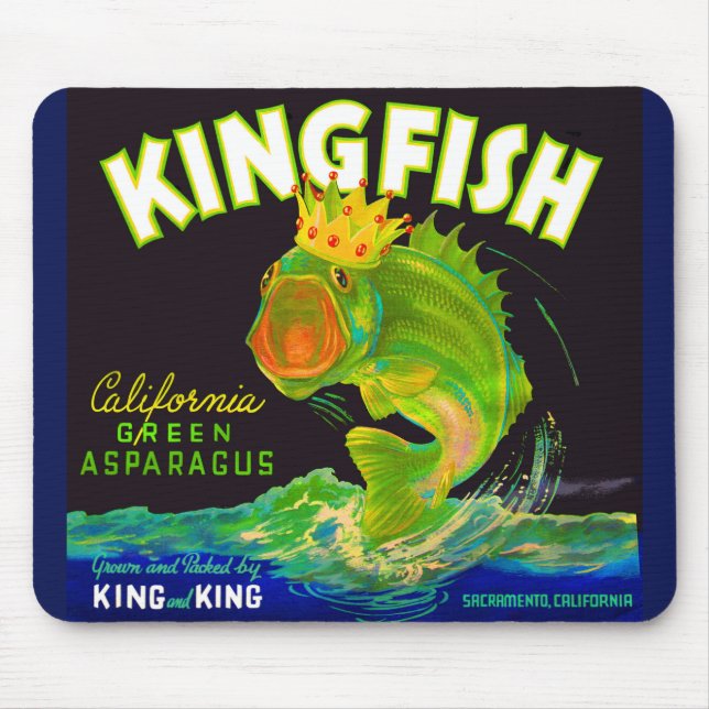 1930s Kingfish asparagus crate label Mouse Pad (Front)