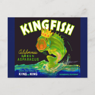 1930s Kingfish asparagus crate label Postcard