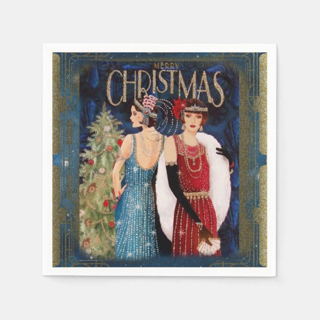 1930's Ladies Christmas Art       Napkin (Front)