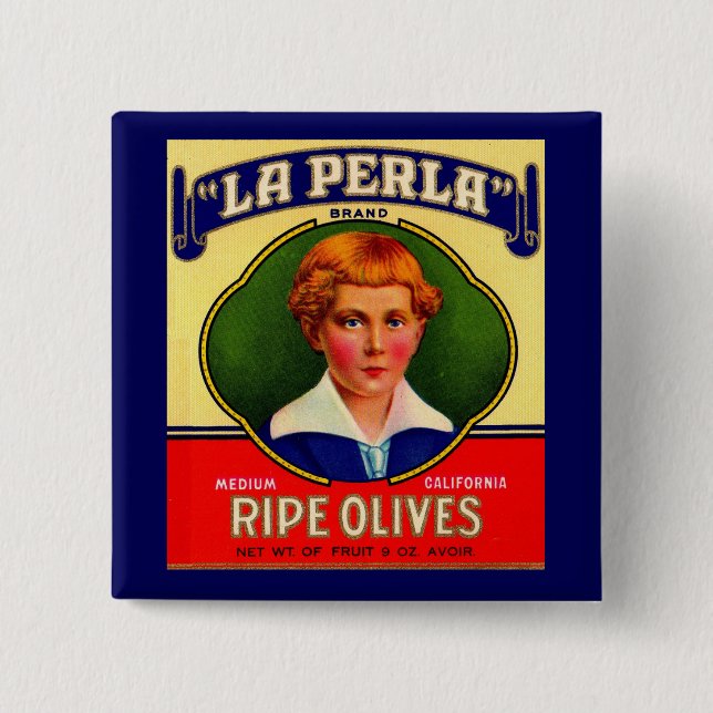 1930s LaPerla Olives label 15 Cm Square Badge (Front)