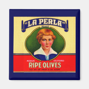 1930s LaPerla Olives label Magnet