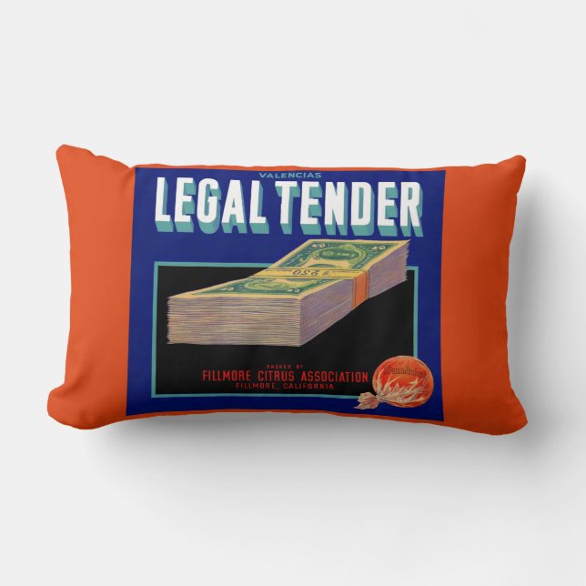 1930s Legal Tender orange crate label Lumbar Cushion (Front)