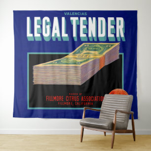 1930s Legal Tender orange crate label Tapestry